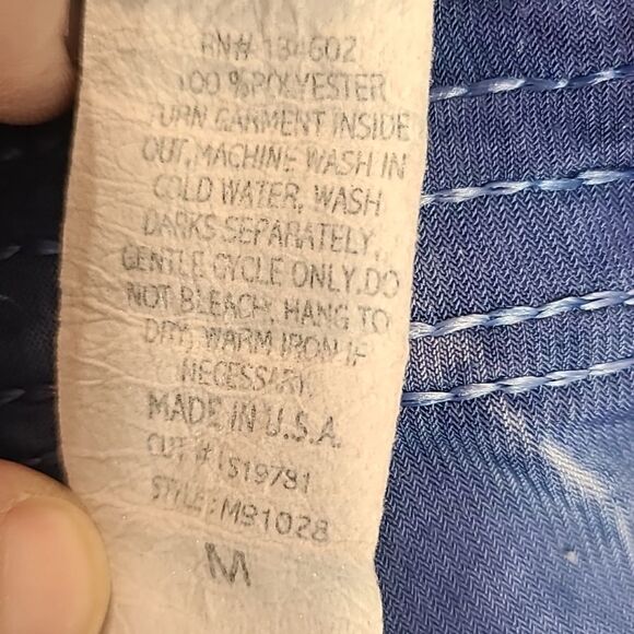 Lavish Pullover Top, Blue Tie-dye with Lace & Rhinestones, Size Medium - Picture 9 of 9